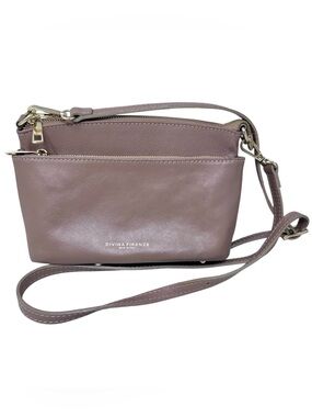 Davina Firenze Italian Leather Taupe Brown Crossbody Bag Purse